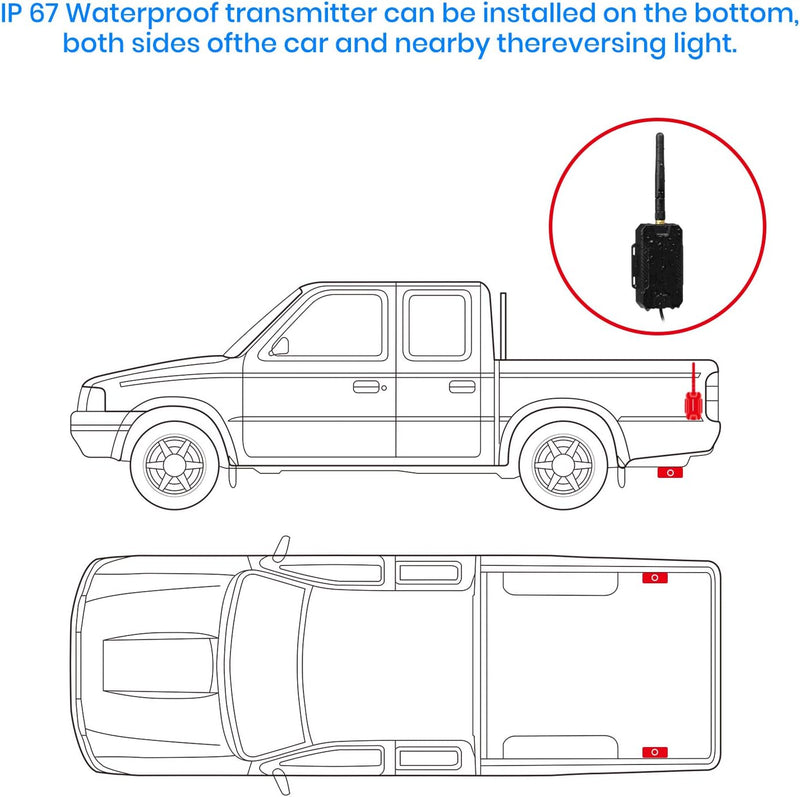 AUTO-VOX M1W Wireless Backup Kamera-Kit,Rückfahrkamera drahtlos, IP68 Wasserdicht LED Super Nummerns