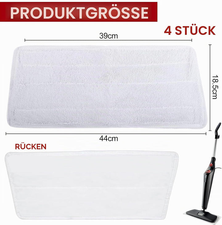 4 Stück Ersatzbezüge Pads für Vileda Dampfreiniger XXL Waschbar Mikrofaser Ersatzbezug für Vileda St