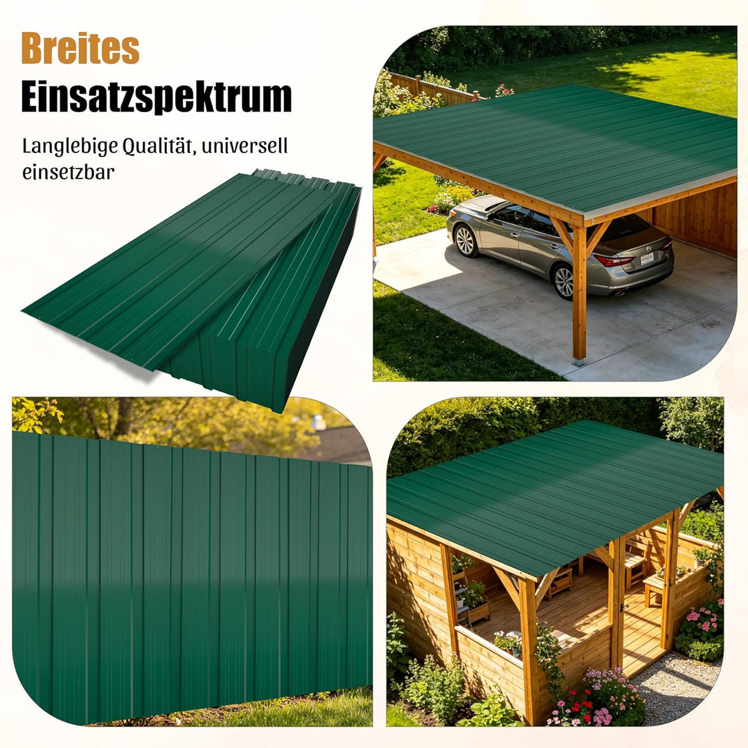 26 Stück Profilblech Verzinkter Stahl – 12 m² Dachblech Set mit Schrauben, UV-beständig, Winterfest
