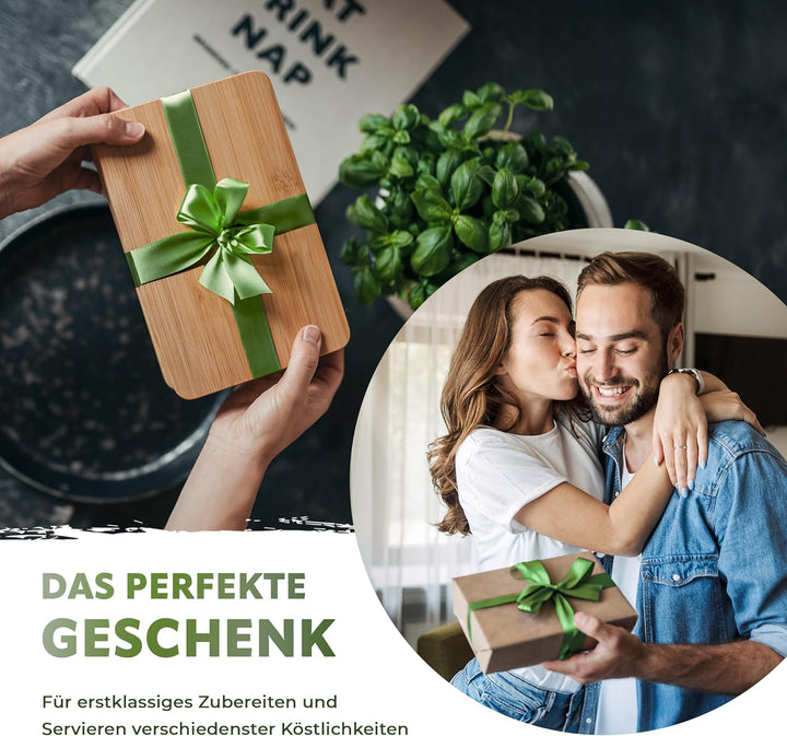 Exitoso® Schneidebretter 6er-Set aus Bambus - Frühstücksbrettchen Küchenbrett aus Holz - 22 x 14 cm