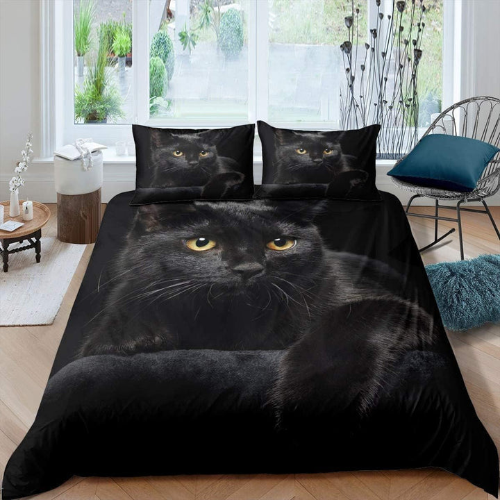 Loussiesd Katze Haustier Katzen Muster Bettw?sche Set 135x200cm Nettes K?tzchen Bettbezug Set für Ki