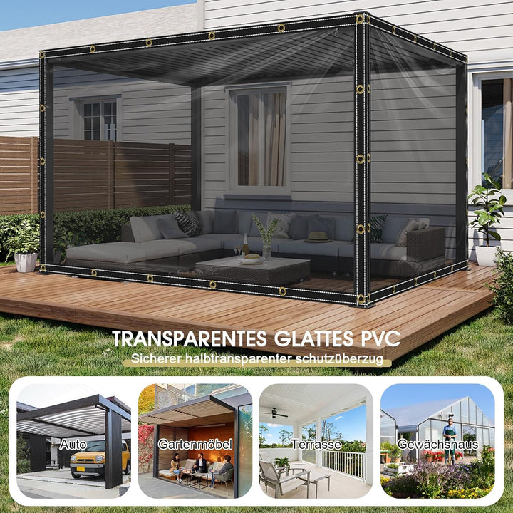 Sonnenschutz UV-Schutz Teilweise Transparente Plane mit ösen 400g/m² 2x3m, Abdeckplane Zeltplane Was