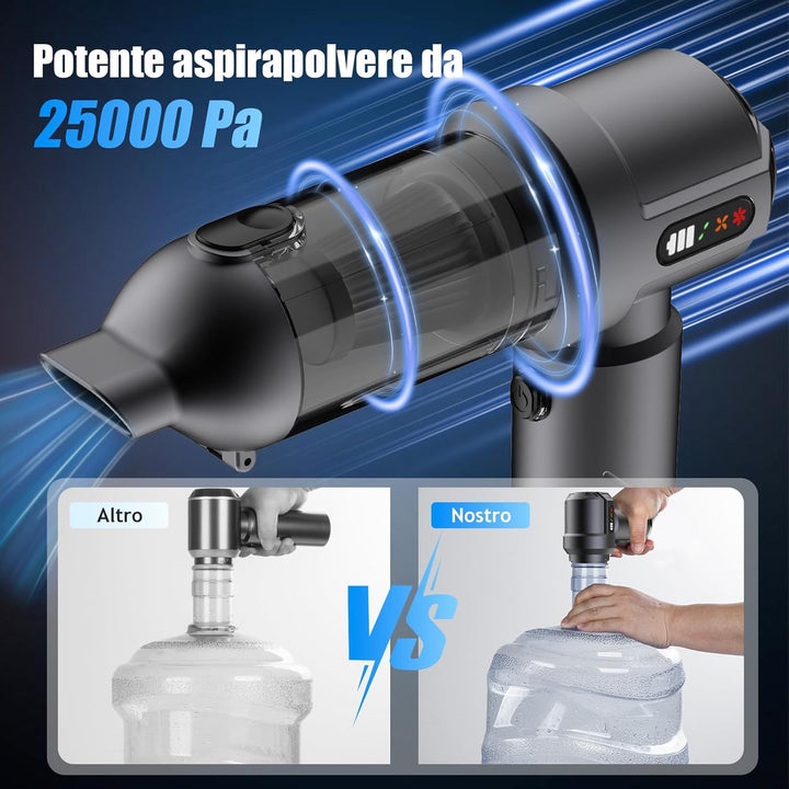 Handstaubsauger, 25000Pa Akku Handstaubsauger Kabellos, 4 in 1 Tragbar Akkustaubsauger mit Automatis