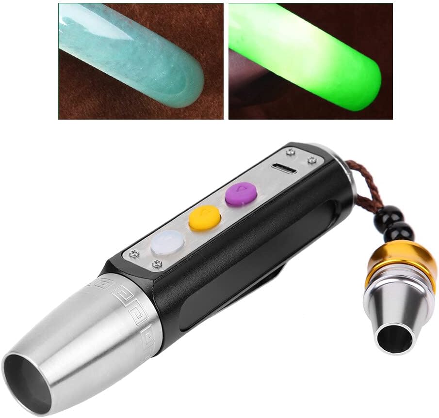 Yuehuamech Jade Appraisal Flashlight Portable 3 LEDs Expert Torch USB Rechargeable Jewelry Flashligh