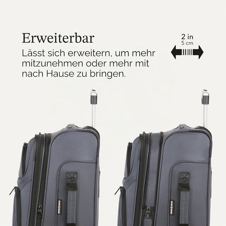 Swiss Gear Sion Softside Erweiterbares Rollgepäck, grau dunkel, 3-Piece Set (21/25/29), Sion Softsid