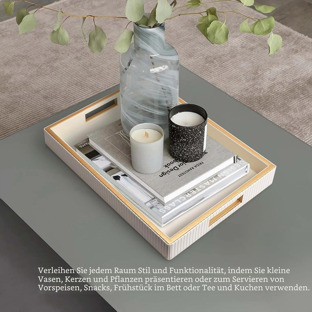 SANZIE Ledertablett, Schreibtisch-Aufbewahrung, Organizer, Premium-Serviertablett, dekoratives Table