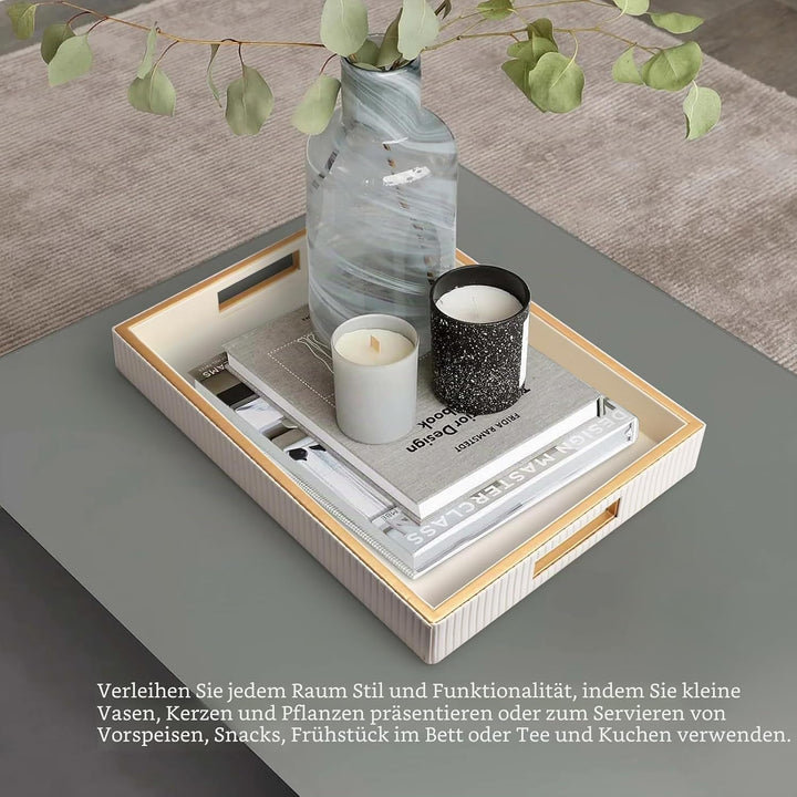 SANZIE Ledertablett, Schreibtisch-Aufbewahrung, Organizer, Premium-Serviertablett, dekoratives Table