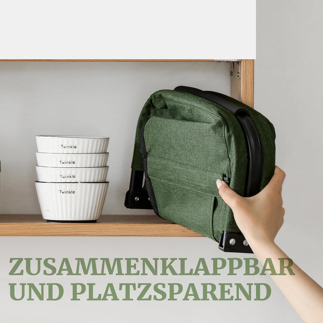 Yeabett 22L Faltbarer Einkaufskorb mit 4 Stützstangen | Verstärkter Oxford-Stoff &amp; Schwarz beschicht