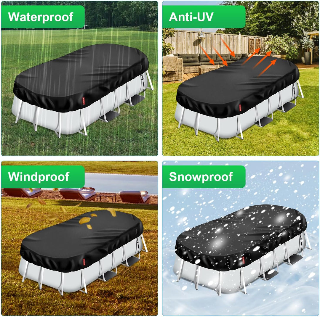 Vniyors Poolabdeckung Rechteckig, Pool Abdeckplane, Uv-Schutz Pool Abdeckplane mit Kordelzug und Bod