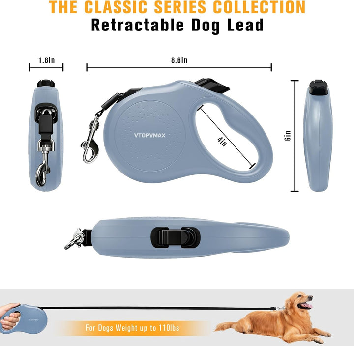 Rollleine 8m - Ausziehbare Hundeleine für Mittelgrosse/Grosse Hunde bis 50kg, 360° Verhedderungsfrei