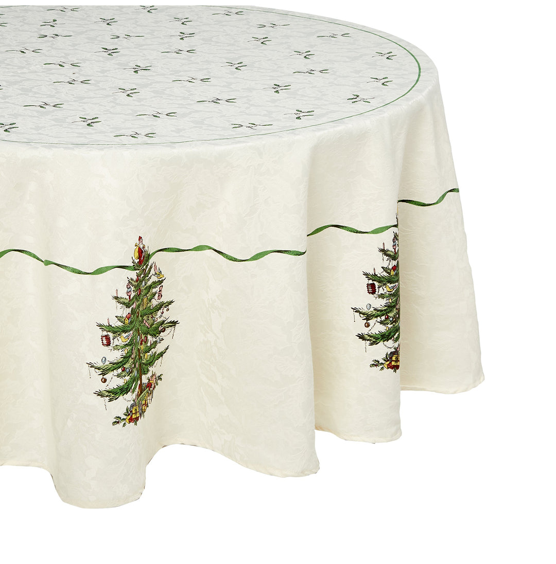 Spode – Tischdecke, Küchenzubehör, Urlaubsdekoration (Spode Weihnachtsbaum-Kollektion, 177,8 cm rund
