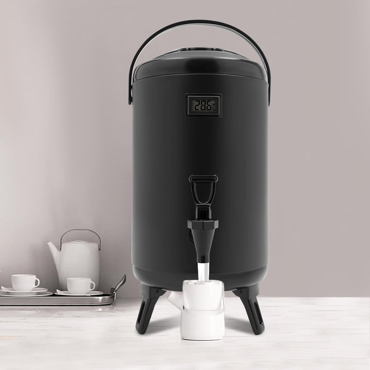 10L isolierter Edelstahl Getränkespender mit LED-Display,12h warm für Hotel | 10 Liter isolierter Ed