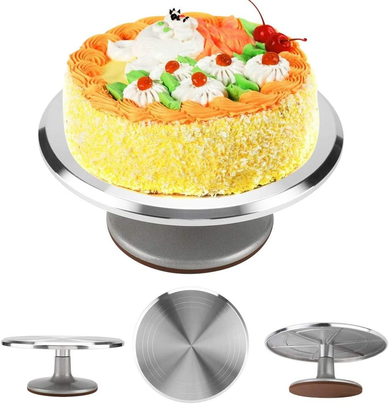 12-Zoll Tortenplatte drehbar, Kuchenplatte aus Aluminium, Kuchen-Drehteller zum Dekorieren, Gebäck-B