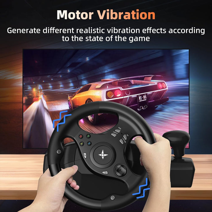 DOYO Gaming Lenkrad mit Pedalen, Lenkrad PC mit Vibration und Force Feedback, 270° PS4 Lenkrad mit P