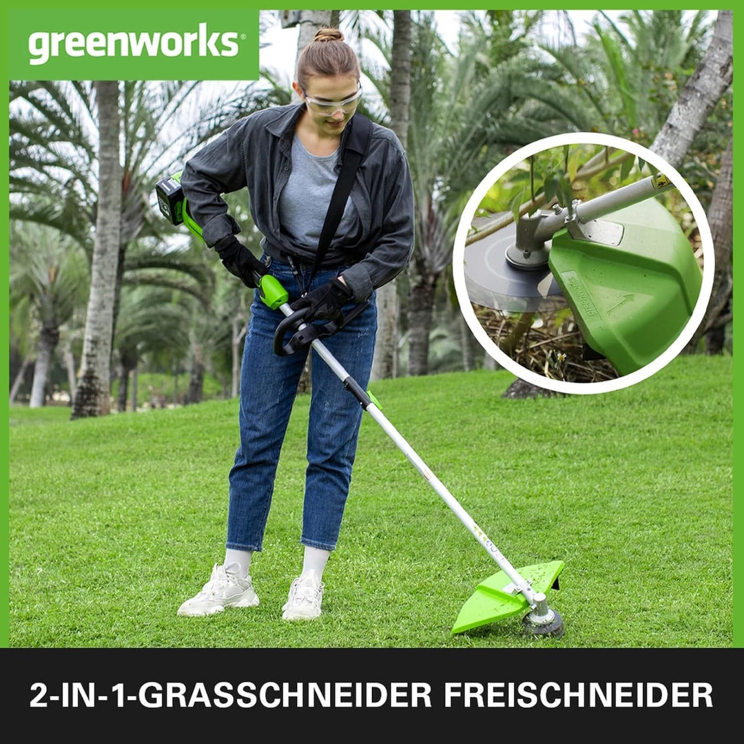 Greenworks GD24X2TX Akku Rasentrimmer für kleine bis mittelgrosse Gärten, 40 cm Schnittbreite, Stoss