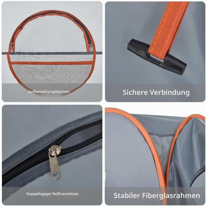 vidaXL Sichtschutzzelt Umkleidezelt Duschzelt Camping Zelt Pop-Up Wasserdicht Grau und Orange, Grau