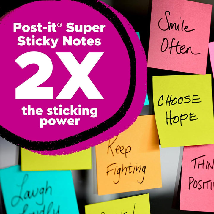 Post-it Super Haftnotizen, 7,6 x 7,6 cm, 5 Blöcke, 2 x Haftkraft, elektrisch gelb, recycelbar (654-5