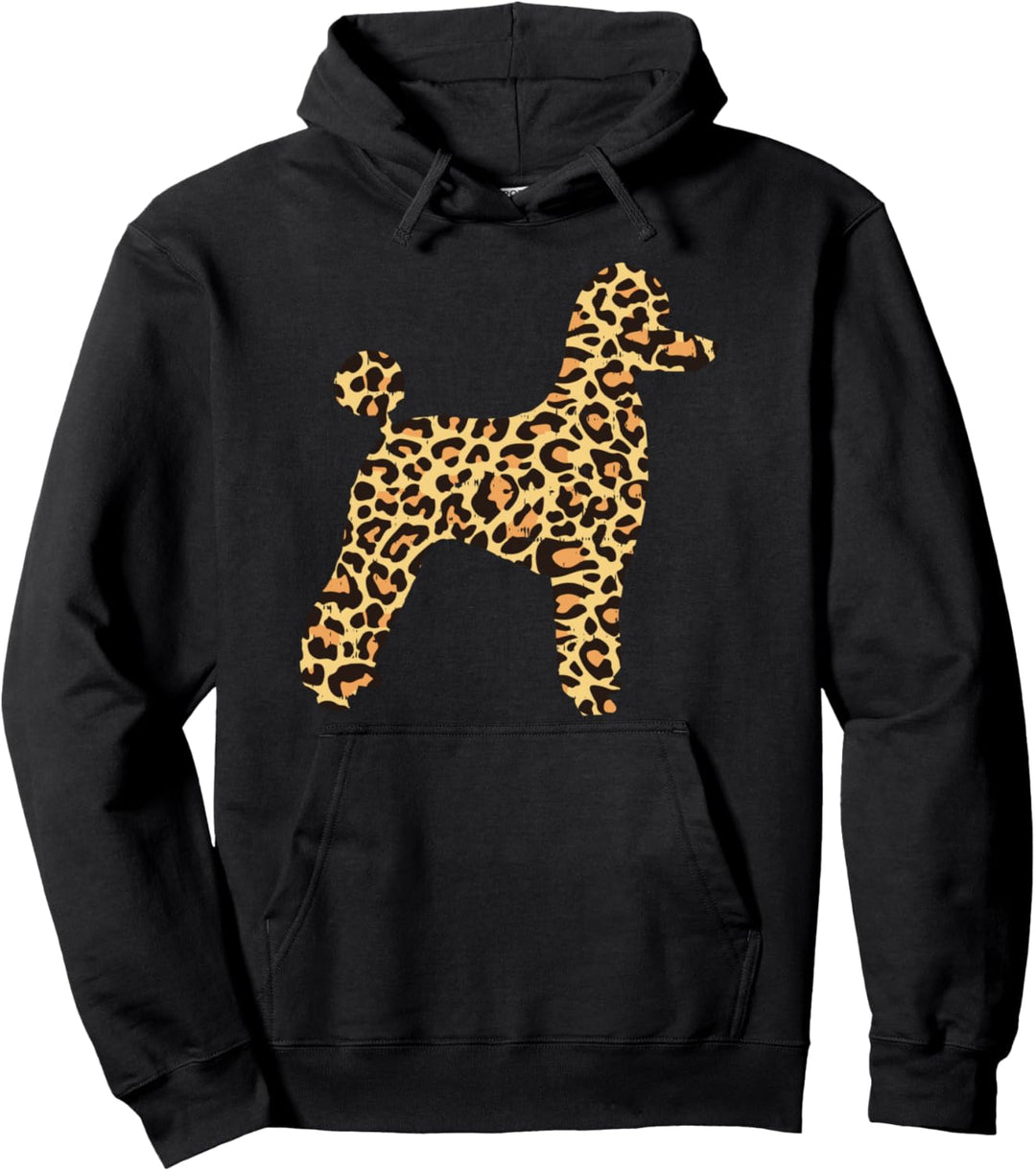 Leopard Print Poodle Pet Dog Owner Lover Girls Women Gift Pullover Hoodie