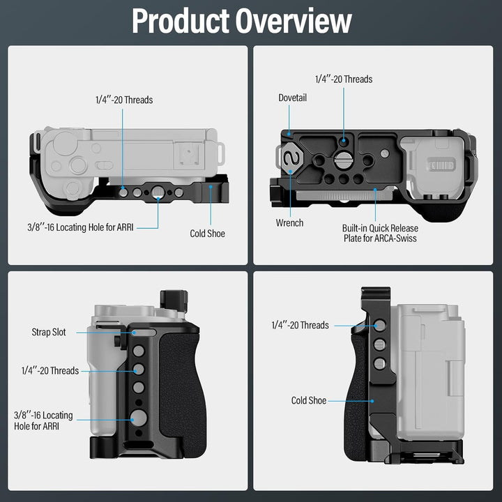 SIRUI ZV-E10 Käfig mit Silikongriff, Kamerakäfig für Sony ZV-E10 mit eingebauter Schnellwechselplatt