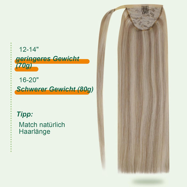 Easyouth Zopf Extensions Echthaar Pferdeschwanz Extensions Echthaar Farbe Golden Blonde Mix Mittelbl