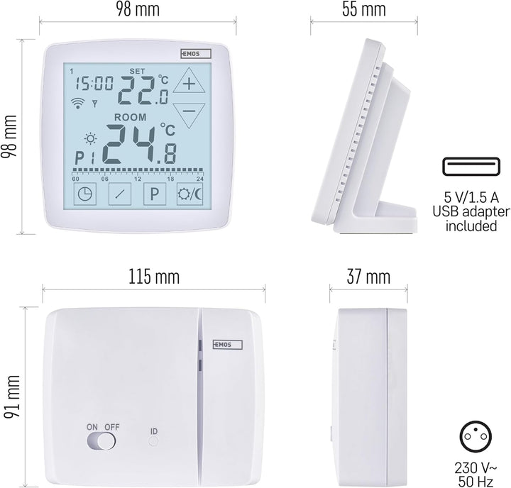 EMOS GoSmart - Smart Home Raumthermostat mit App - WiFi - Open Therm Thermostat - tragbare Steuerein