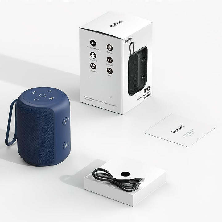 Bobtot Tragbarer Bluetooth-Lautsprecher, 5W IPX6, Blau, Blau