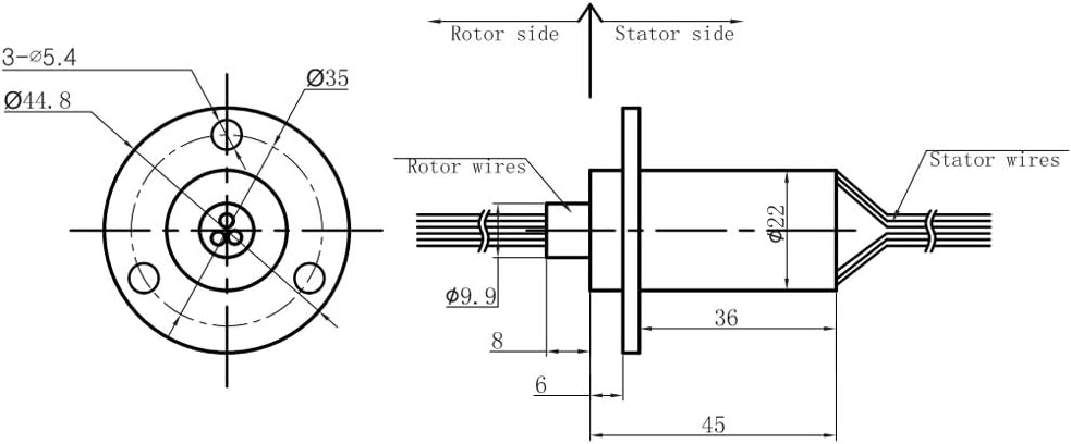 Schleifring, 22 mm Leitfähiger Schleifring Sammelring 30 A 150 U/min 0~600 V AC/DC