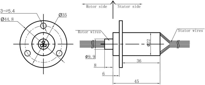 Schleifring, 22 mm Leitfähiger Schleifring Sammelring 30 A 150 U/min 0~600 V AC/DC