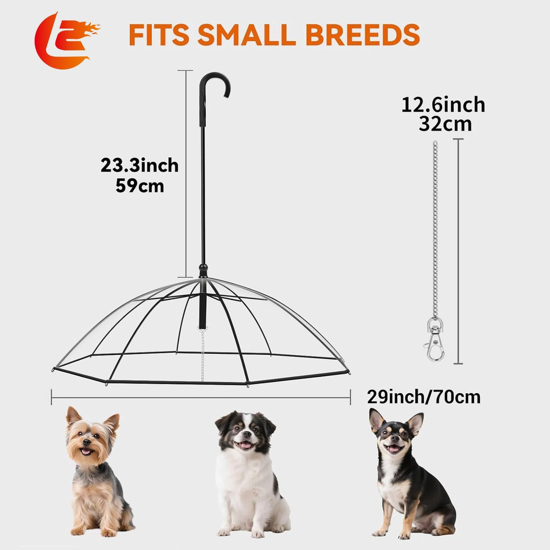 Lesypet Regenschirm mit Leine für kleine Haustiere, Regenschirm für Hunde, passend für 50,8 cm Rücke