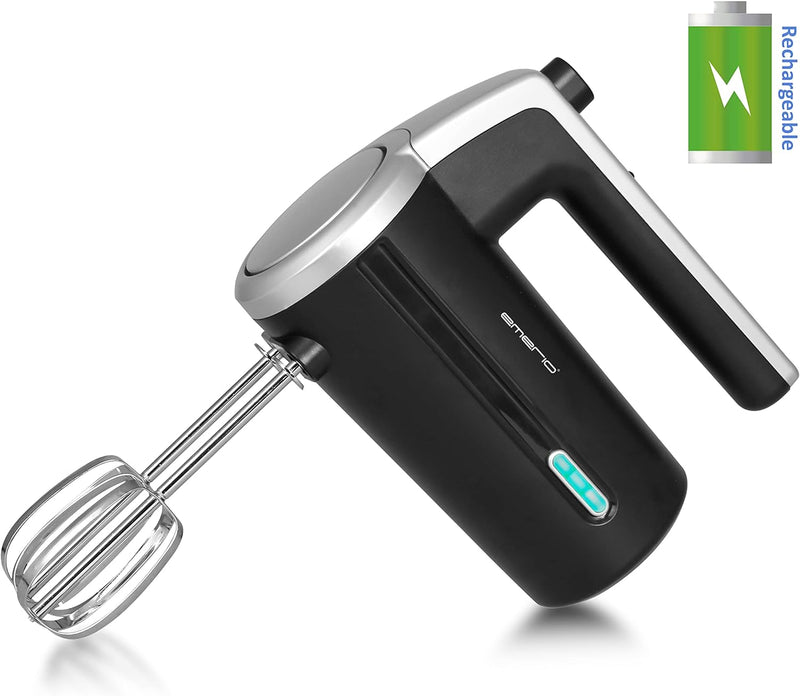 EMERIO kabelloser Akku Handmixer / -rührer - 2 Rührstäbe - 3 Geschwindigkeiten - 2000mAh/7,4V - BPA