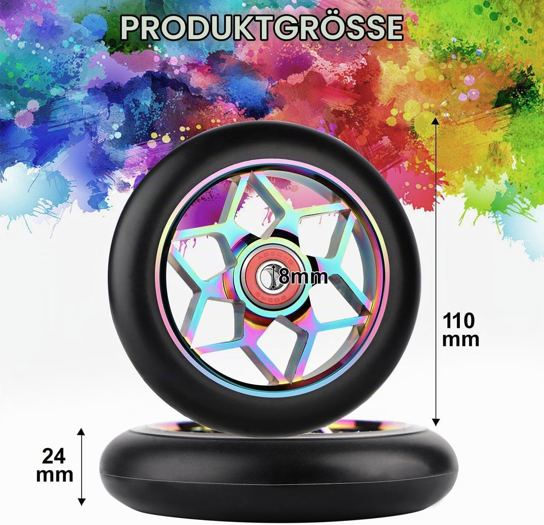 DBREAKS Stunt Scooter Rollen, 2 Stück Scooter Ersatzräder, 110mm Scooter Räder mit ABEC, 9 Kugellage