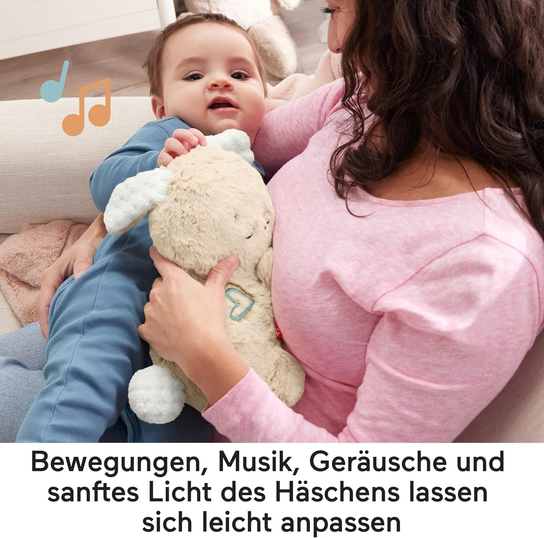 Fisher-Price Schlummer Häschen - tragbares Plüschspielzeug mit Musik und Licht für Neugeborene, Baby