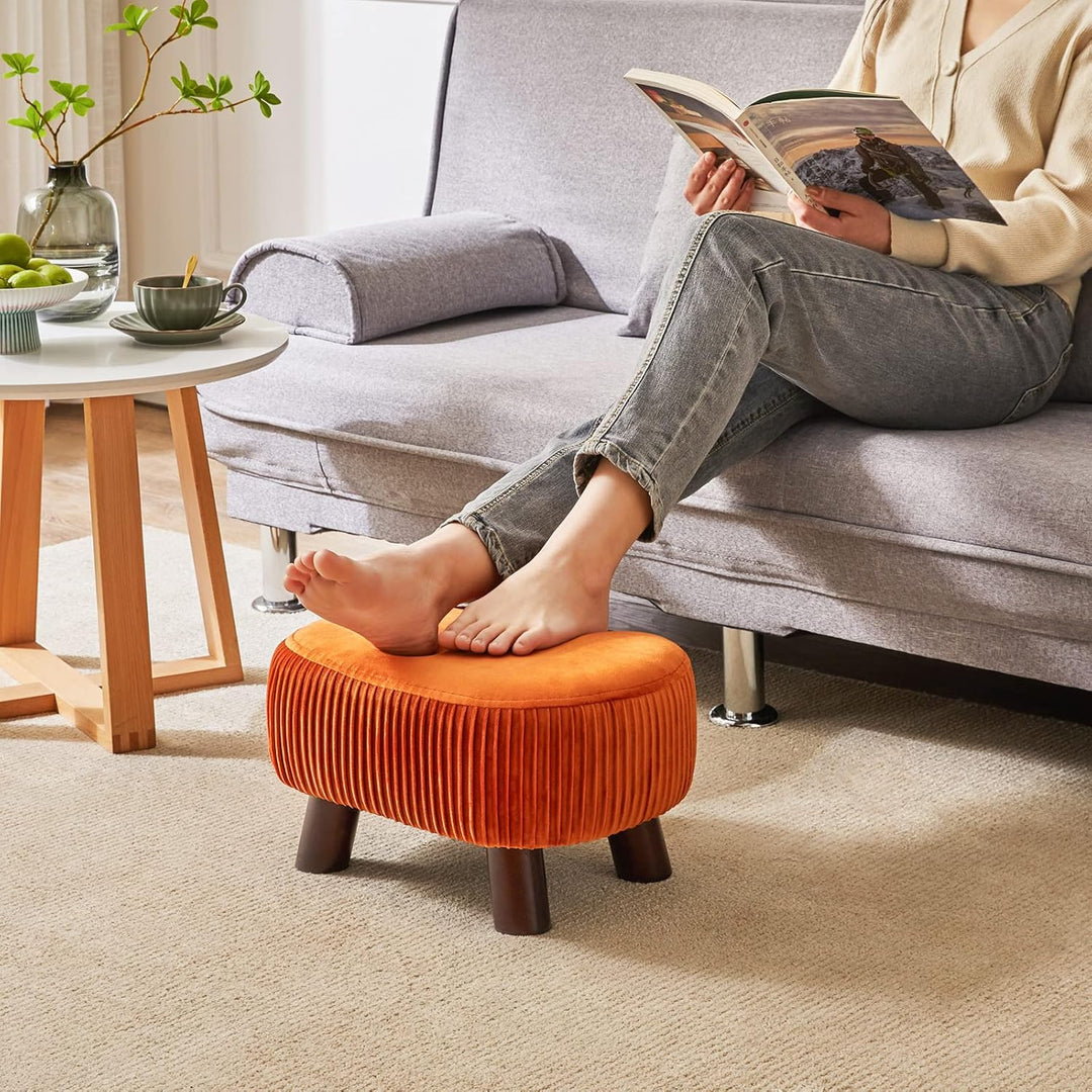 YMYNY Fusshocker, Sitzbank mit Griff, Gebogener Tritthocker mit weichem Sitzkissen, Gepolsterter Hoc