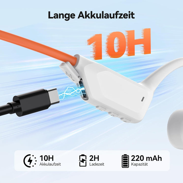TECKNET Knochenschall Kopfhörer Bluetooth, Bone Conduction Headphones mit Mikrofon, Open Ear Sport K