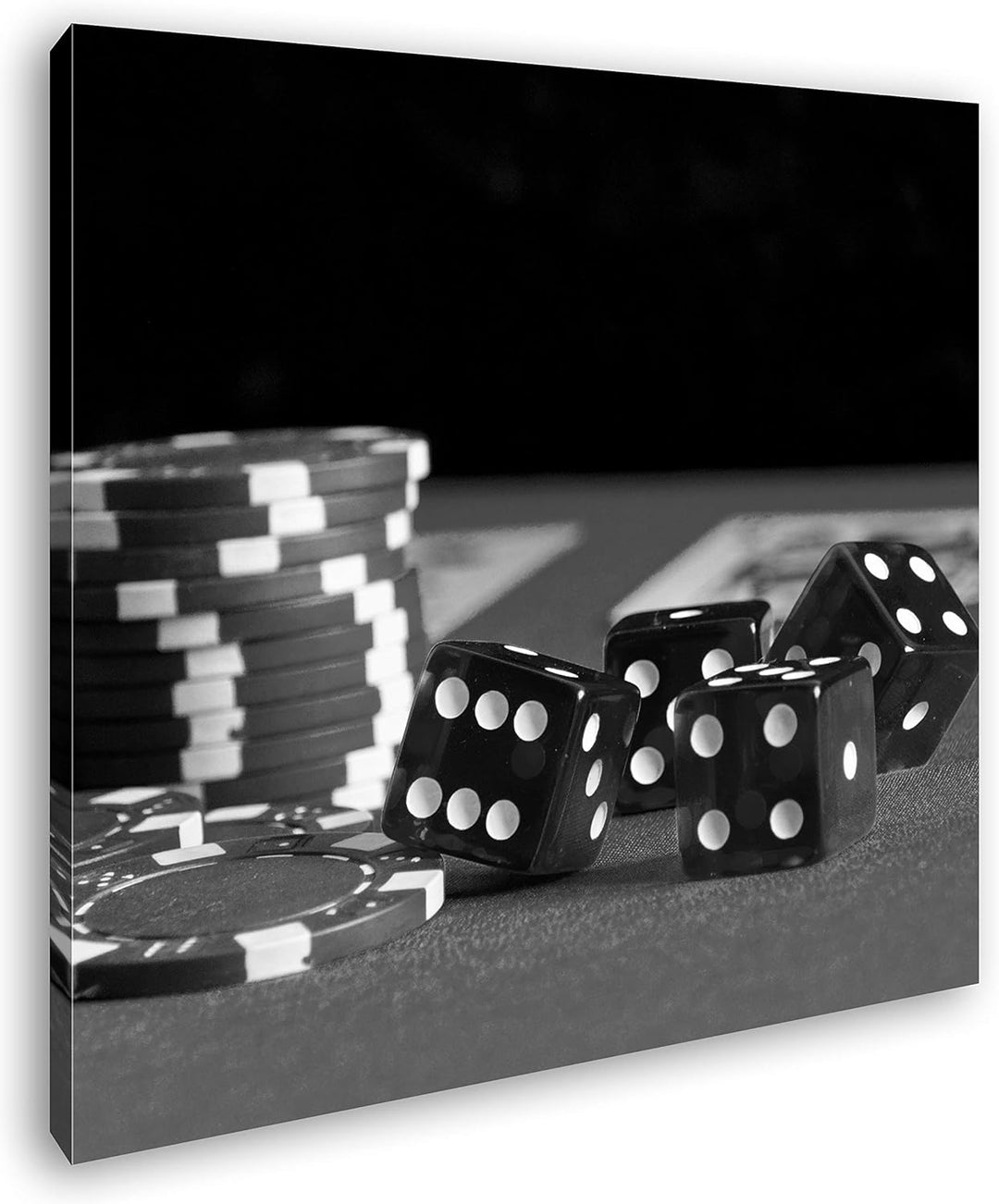 deyoli Glücksspiel Würfel und Poker Chips Format: 70x70 Effekt: Schwarz&Weiss als Leinwandbild, Moti