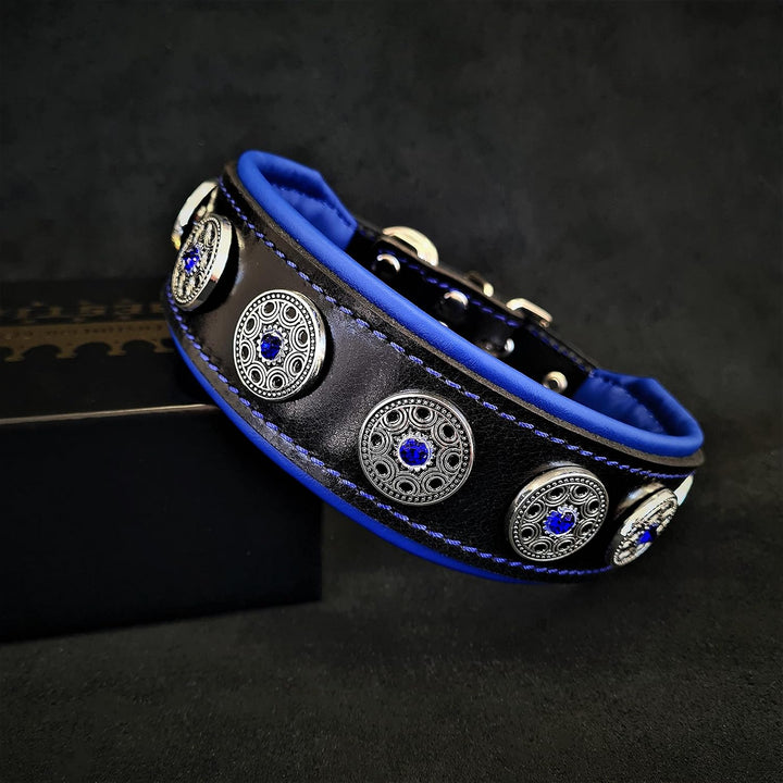 Bestia ''Bijou'' Halsband Blau XL - passend zu einem Hals von 57,5 - 65 cm Blau, XL - passend zu ein