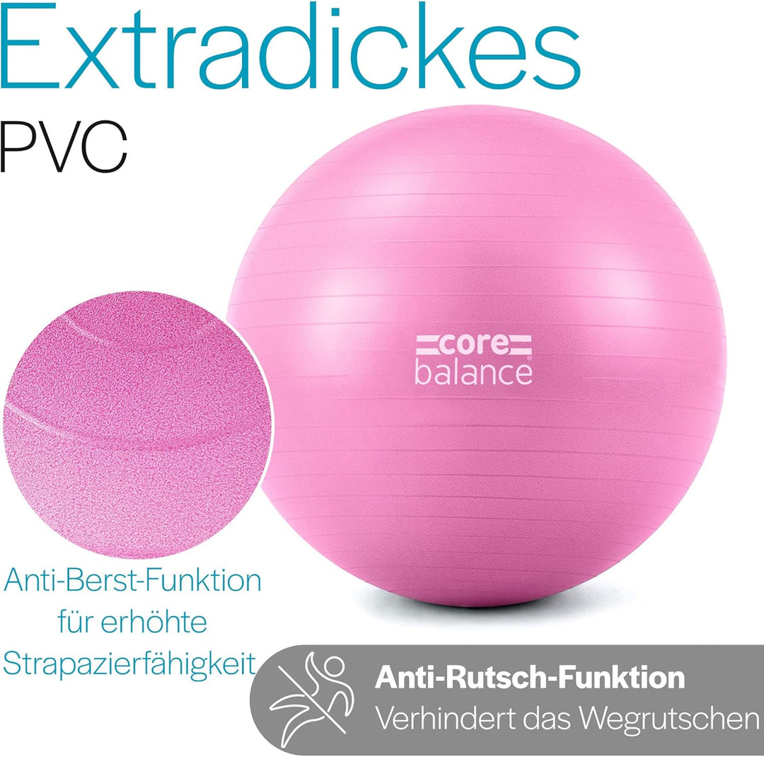Core Balance, berstsicherer Gymnastikball - für Fitness Yoga Schwangerschaft - 55cm 65cm 75cm 85cm -
