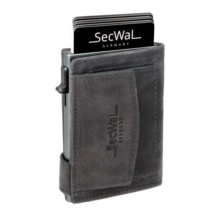 SecWal Kartenetui mit Münzfach Druckknopf inkl. Geschenkbox - Made in Germany - Echtleder Mini Geldb