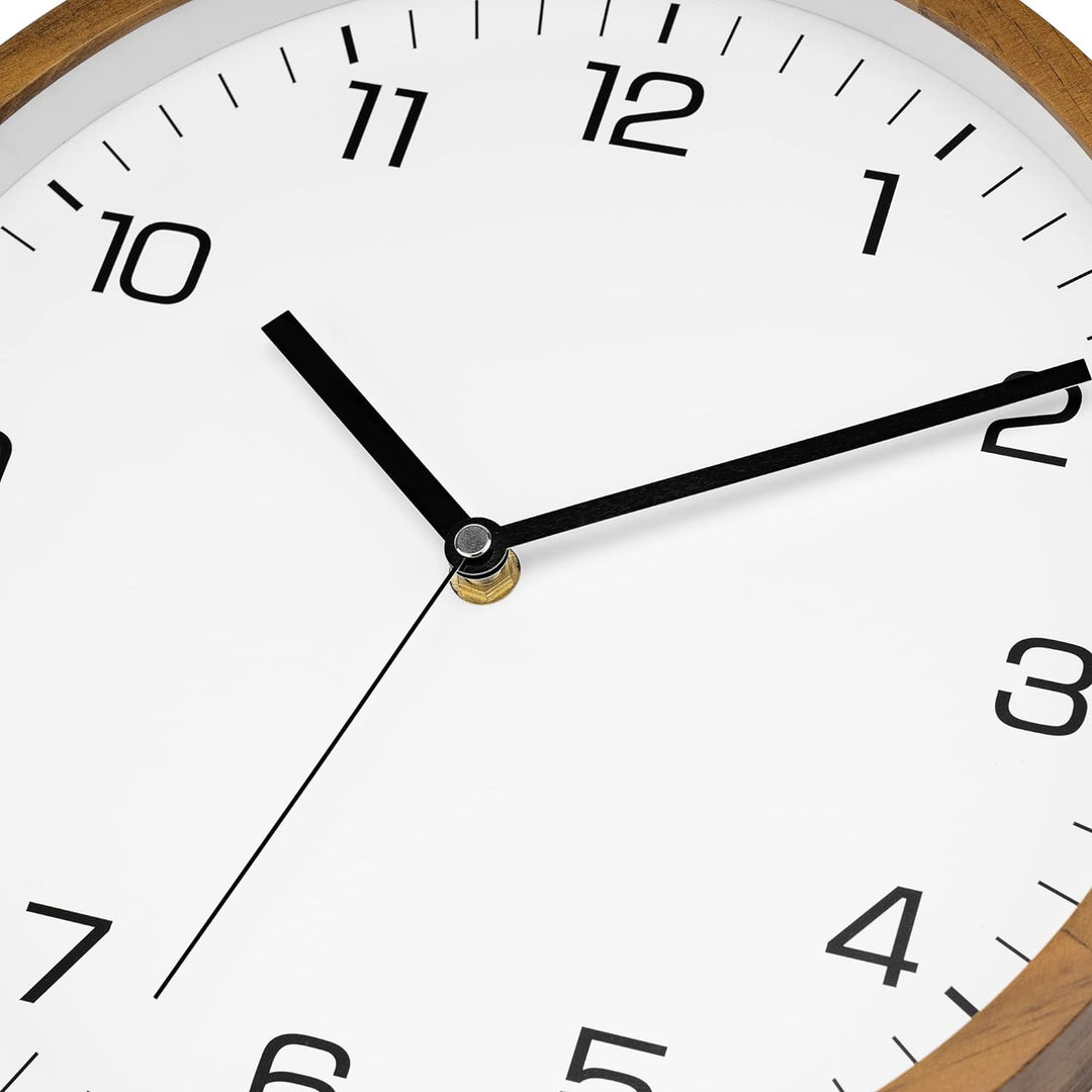 Foxtop Wanduhr Holz Ohne Tickgeräusche 30 cm Grosse Lautlos Wanduhr leicht zu lesen Rund Holzuhr für