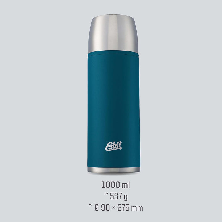 Esbit Edelstahl Isolierflasche Classic 1000 ml in Blau - für warme und kalte Getränke - Edelstahl Th