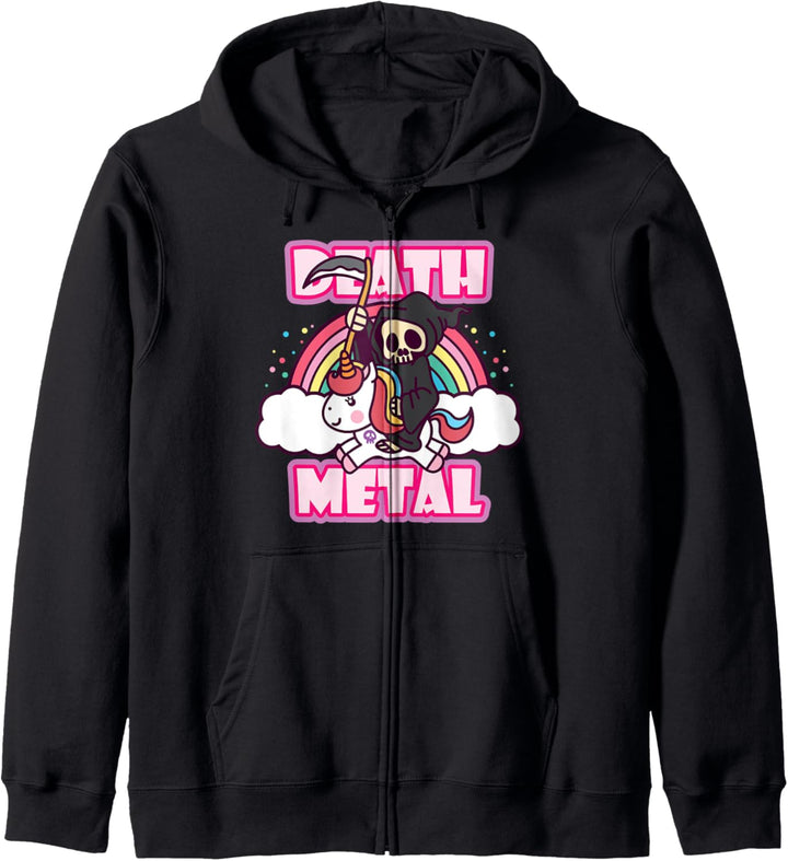 Death Metal Sensenmann Pinkes Einhorn lustiges Heavy Metal Kapuzenjacke