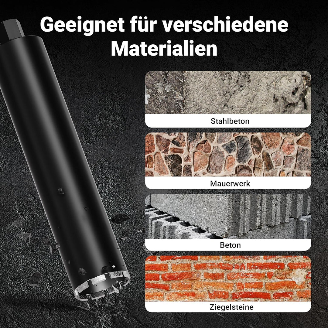 Wiltec Diamantbohrkrone Typ 2 (Mesh) Ø 102 mm, Bohrkrone 450 mm, 1¼ UNC Nassbohrkrone, Diamantbohrer