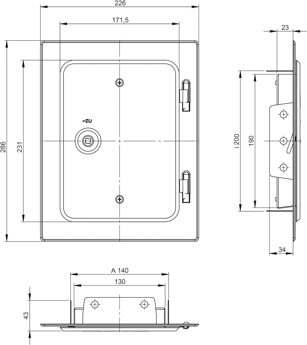 Edelstahl Kamintür Ofenoutlet.de 14x20cm Durchgangsmass inkl. Vierkantschlüssel passend für viele ge