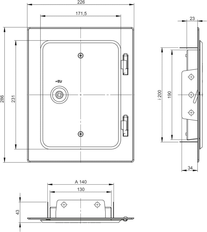 Edelstahl Kamintür Ofenoutlet.de 14x20cm Durchgangsmass inkl. Vierkantschlüssel passend für viele ge
