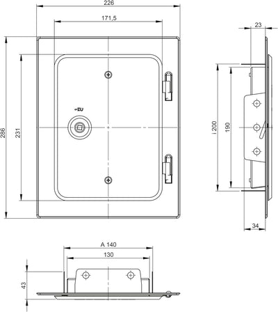 Edelstahl Kamintür Ofenoutlet.de 14x20cm Durchgangsmass inkl. Vierkantschlüssel passend für viele ge