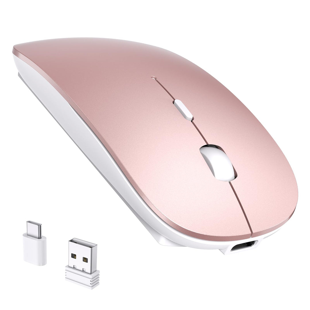 RaceGT Maus Kabellos USB-C & USB-A, Mouse Aufladbar 2,4GHz Leise klick Beidhändig 3 Adjustable DPI L