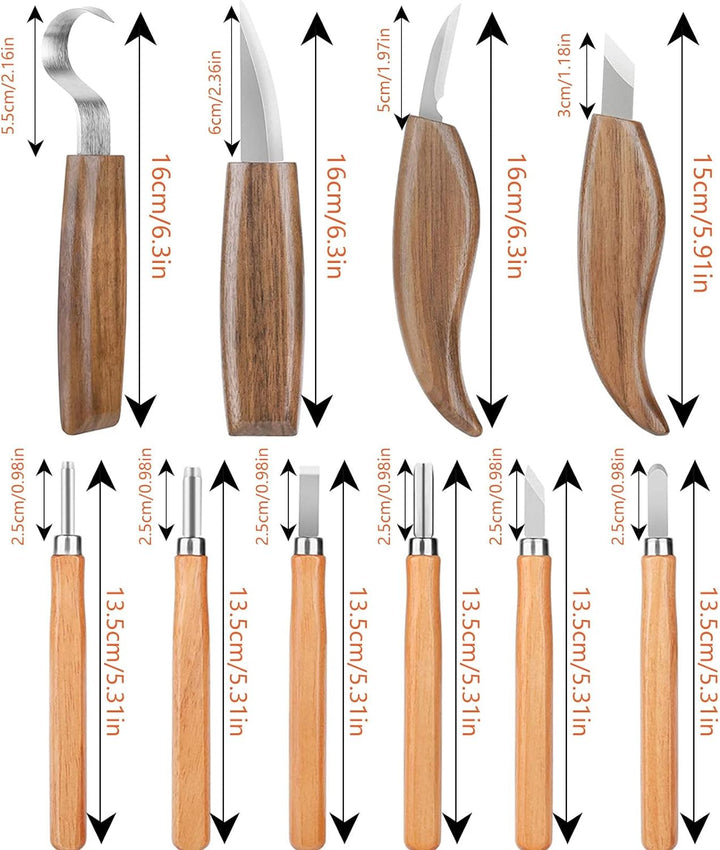 Holz-Schnitzwerkzeug Set, 15PCS Holz Schnitzmesser, Holz Schnitzen Set, Carving DIY Schnitzset mit S
