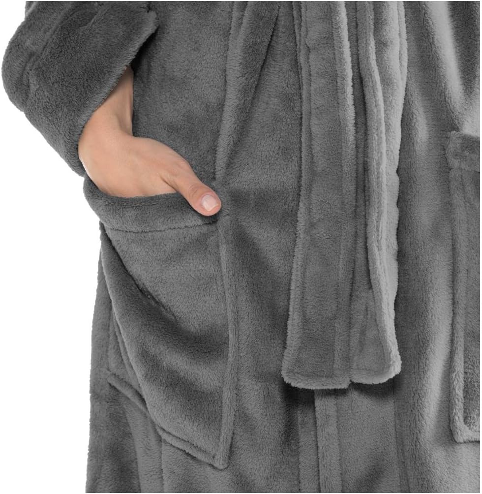 CelinaTex Nevada Bademantel Damen Herren S anthrazit schwarz Mikrofaser Saunamantel Coral Fleece Mor