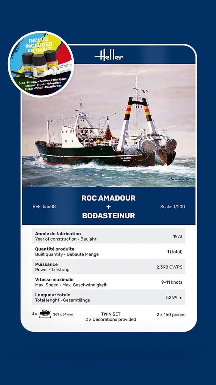 Heller Maquette Bateau : Starter kit : ROC amadour + Bodasteinur Twinset