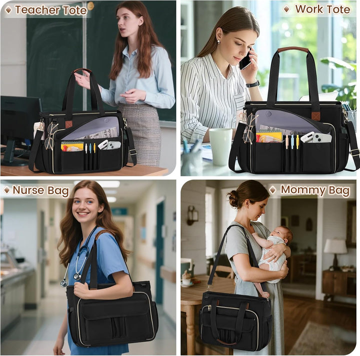 RAINSMORE Lehrertasche Damen Gross 15.6 Zoll Laptoptasche Arbeitstasche mit Isolierter Tasche für Kr